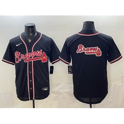 Men Atlanta Braves Team Big Logo 2026 Fashion Replica Black Out Stitched Baseball Jersey