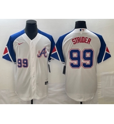 Men's Atlanta Braves #99 Spencer Strider Number White 2023 City Connect Cool Base Stitched Jersey1 Men's Atlanta Braves #99 Spencer Strider Number White 2023 City Connect Cool Base Stitched Jersey1
