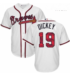 Mens Majestic Atlanta Braves 19 RA Dickey Authentic White Team Logo Fashion Cool Base MLB Jersey Mens Majestic Atlanta Braves 19 RA Dickey Authentic White Team Logo Fashion Cool Base MLB Jersey