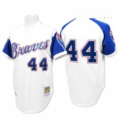 Mens Mitchell and Ness 1974 Atlanta Braves 44 Hank Aaron Authentic White Throwback MLB Jersey Mens Mitchell and Ness 1974 Atlanta Braves 44 Hank Aaron Authentic White Throwback MLB Jersey