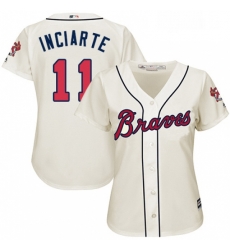 Womens Majestic Atlanta Braves 11 Ender Inciarte Authentic Cream Alternate 2 Cool Base MLB Jersey Womens Majestic Atlanta Braves 11 Ender Inciarte Authentic Cream Alternate 2 Cool Base MLB Jersey