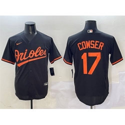 Men Baltimore Orioles 17 Colton Cowser Black Cool Base Stitched Jersey