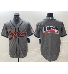 Men Baltimore Orioles Gray Team Big Logo Cool Base Stitched Jersey 3