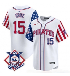 Men Pittsburgh Pirates 15 Oneil Cruz White 2024 Fourth of July Vapor Limited Stitched Baseball Jersey