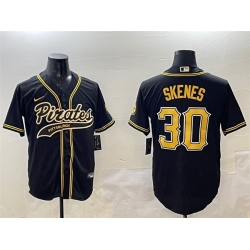Men Pittsburgh Pirates 30 Paul Skenes Black Cool Base Stitched Baseball Jersey