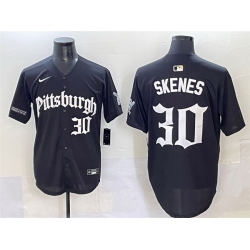Men Pittsburgh Pirates 30 Paul Skenes Black Gothic Steel City Edition Vapor Limited Stitched Baseball Jersey