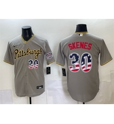 Men Pittsburgh Pirates 30 Paul Skenes Grey 250 Fourth of July Stitched Baseball Jersey Men Pittsburgh Pirates 30 Paul Skenes Grey 250 Fourth of July Stitched Baseball Jersey