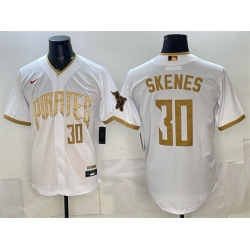 Men Pittsburgh Pirates  30 Paul Skenes White 2026 City Connect Stadium Stitched Baseball Jersey