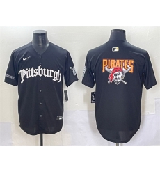 Men Pittsburgh Pirates Team Big Logo Black Gothic Steel City Edition Vapor Limited Stitched Baseball Jersey
