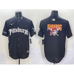 Men Pittsburgh Pirates Team Big Logo Black Gothic Steel City Edition Vapor Limited Stitched Baseball Jersey