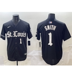 Men St  Louis Cardinals 1 Ozzie Smith Black Gothic Legacy Edition Vapor Premier Limited Stitched Baseball Jersey