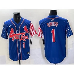 Men St Louis Cardinals 1 Ozzie Smith Royal Independence Day Vapor Premier Limited Stitched Baseball Jersey