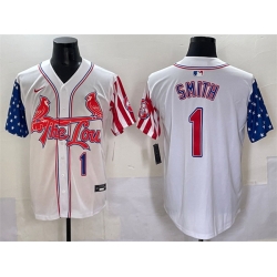 Men St Louis Cardinals 1 Ozzie Smith White Independence Day Vapor Premier Limited Stitched Baseball Jersey
