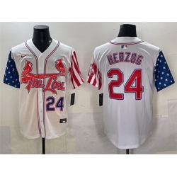 Men St Louis Cardinals 24 Whitey Herzog White Independence Day Vapor Premier Limited Stitched Baseball Jersey