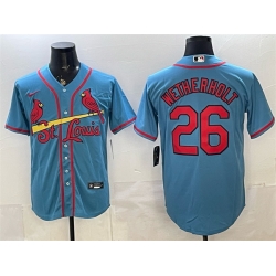 Men St  Louis Cardinals  26 JJ Wetherholt Blue Cool Base Stitched Baseball Jersey
