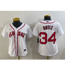 Women Boston Red Sox 34 David Ortiz White Cool Base Stitched Jersey