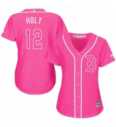Womens Majestic Boston Red Sox 12 Brock Holt Replica Pink Fashion MLB Jersey Womens Majestic Boston Red Sox 12 Brock Holt Replica Pink Fashion MLB Jersey