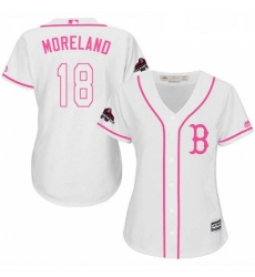 Womens Majestic Boston Red Sox 18 Mitch Moreland Authentic White Fashion 2018 World Series Champions MLB Jersey