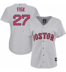Womens Majestic Boston Red Sox 27 Carlton Fisk Authentic Grey Road MLB Jersey Womens Majestic Boston Red Sox 27 Carlton Fisk Authentic Grey Road MLB Jersey