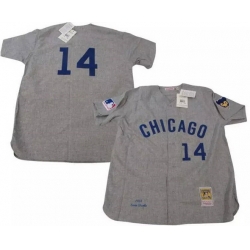 Men Chicago Cubs 14 Ernie Banks Gray 1969 Stitched Baseball Jersey