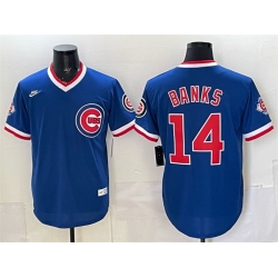 Men Chicago Cubs  14 Ernie Banks Royal 150th Anniversary Throwback Vapor Limited Stitched Baseball Jersey