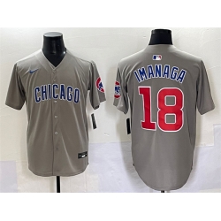 Men Chicago Cubs 18 Sh u014Dta Imanaga Grey Limited Stitched Baseball Jersey