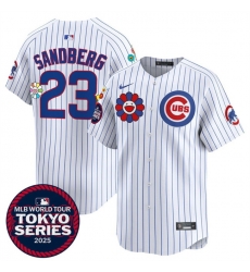 Men Chicago Cubs 23 Ryne Sandberg White 2025 Tokyo Series Limited Stitched Baseball Jersey