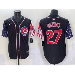 Men Chicago Cubs 27 Seiya Suzuki Black 2025 Independence Day Vapor Premier Limited Stitched Baseball Jersey
