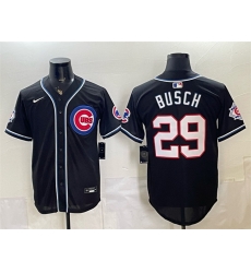 Men Chicago Cubs  29 Michael Busch 150th Anniversary Black Out Style Vapor Premier Limited Stitched Baseball Jersey