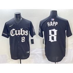 Men Chicago Cubs 8 Ian Happ Black  Gothic North Side Edition Vapor Premier Limited Stitched Baseball Jersey