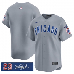 Men Chicago Cubs Blank Gray  27Ryne Sandberg Tribute 27 Vapor Limited V3 Stitched Baseball Jersey
