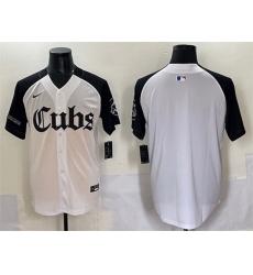 Men Chicago Cubs Blank White Black  27Gothic North Side Edition 27 Vapor Premier Limited Stitched Baseball Jersey