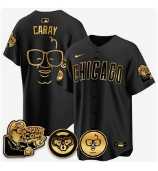 Men Chicago Cubs Harry Caray Limited Black Gold Holy Cow Patch Jersey Men Chicago Cubs Harry Caray Limited Black Gold Holy Cow Patch Jersey