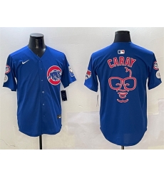 Men Chicago Cubs Royal Harry Caray  27Holy Cow 27 Patch Limited Stitched Baseball Jersey