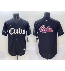 Men Chicago Cubs Team Big Logo Black  27Gothic North Side Edition 27 Vapor Premier Limited Stitched Baseball Jersey