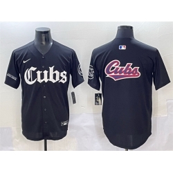 Men Chicago Cubs Team Big Logo Black  27Gothic North Side Edition 27 Vapor Premier Limited Stitched Baseball Jersey