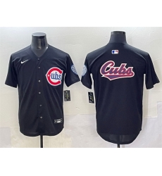 Men Chicago Cubs Team Big Logo Black Limited Stitched Baseball Jersey
