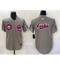 Men Chicago Cubs Team Big Logo Gray 2025 Tokyo Series Limited Stitched Baseball Jersey