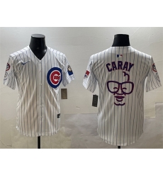 Men Chicago Cubs White Harry Caray  27Holy Cow 27 Patch Limited Stitched Baseball Jersey