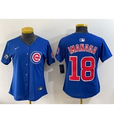 Women Chicago Cubs 18 Sh u014Dta Imanaga Royal Ryne Sandberg Tribute Vapor Limited V2 Stitched Baseball Jersey