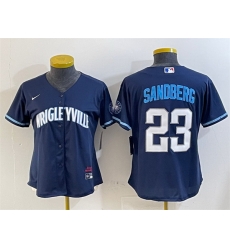 Women Chicago Cubs 23 Ryne Sandberg Navy City Connect Stitched Jersey
