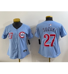 Women Chicago Cubs 27 Seiya Suzuki Blue 2024 25 2nd Alternatemited Stitched Baseball Jersey