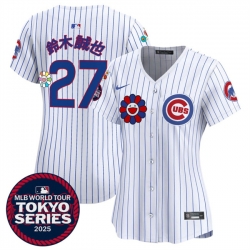 Women Chicago Cubs 27  u9234 u6728 u8AA0 u4E5F White 2025 Tokyo Series Limited Stitched Baseball Jersey