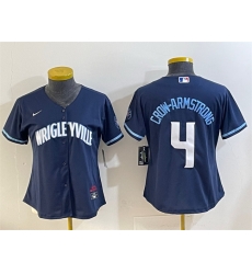 Women Chicago Cubs 4 Pete Crow Armstrong Navy City Connect Stitched Jersey