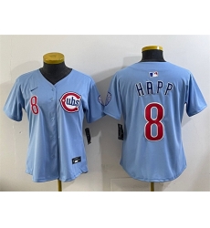 Women Chicago Cubs 8 Ian Happ Blue 2024 25 2nd Alternatemited Stitched Baseball Jersey