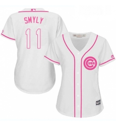Womens Majestic Chicago Cubs 11 Drew Smyly Authentic White Fashion MLB Jersey 