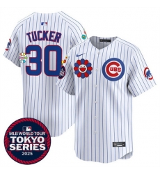 Youth Chicago Cubs 30 Kyle Tucker White 2025 Tokyo Series Limited Stitched Baseball Jersey