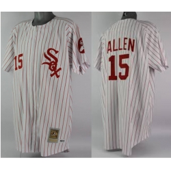 Men 1972 Dick Allen #15 Chicago White Sox Signed Mitchell Ness White Strip Jersey