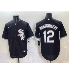 Men Chicago White Sox 12 Colson Montgomery Black Stitched Baseball Jersey Men Chicago White Sox 12 Colson Montgomery Black Stitched Baseball Jersey