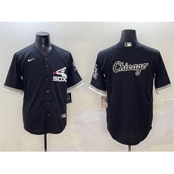 Men Chicago White Sox Black Team Big Logo Cool Base Stitched Jersey 2